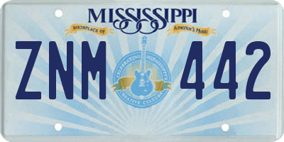 MS license plate ZNM442