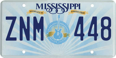 MS license plate ZNM448