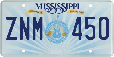 MS license plate ZNM450