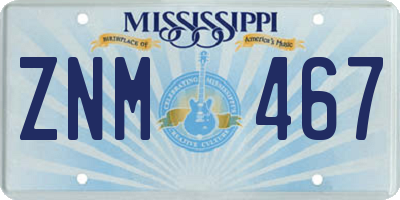 MS license plate ZNM467