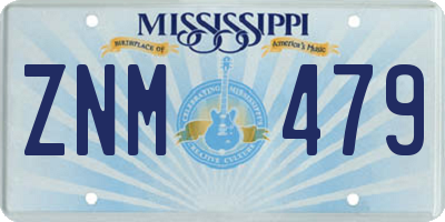 MS license plate ZNM479