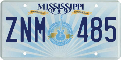 MS license plate ZNM485