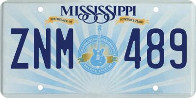 MS license plate ZNM489