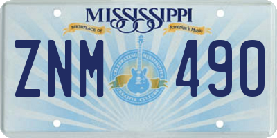 MS license plate ZNM490