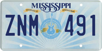 MS license plate ZNM491