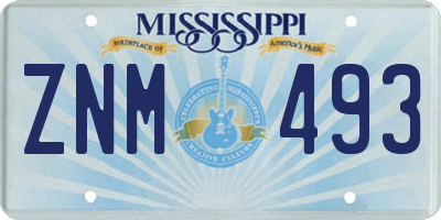 MS license plate ZNM493