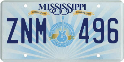 MS license plate ZNM496