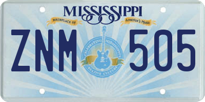 MS license plate ZNM505