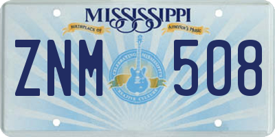 MS license plate ZNM508