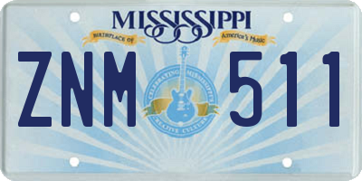 MS license plate ZNM511