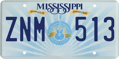 MS license plate ZNM513