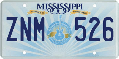 MS license plate ZNM526