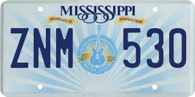 MS license plate ZNM530