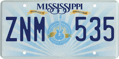 MS license plate ZNM535