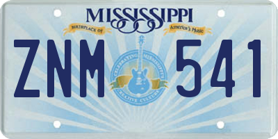 MS license plate ZNM541