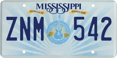 MS license plate ZNM542