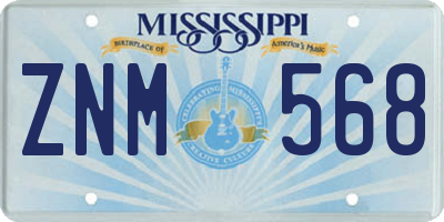 MS license plate ZNM568