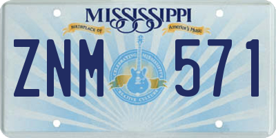 MS license plate ZNM571