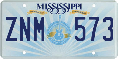 MS license plate ZNM573