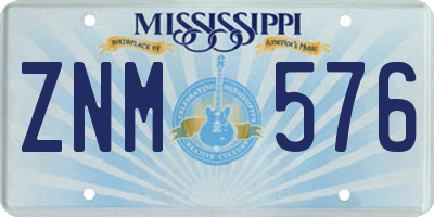 MS license plate ZNM576