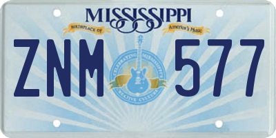 MS license plate ZNM577