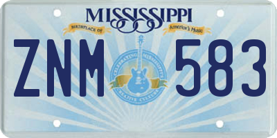 MS license plate ZNM583