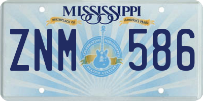 MS license plate ZNM586