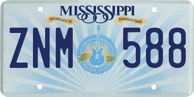 MS license plate ZNM588