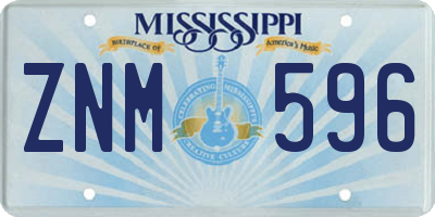 MS license plate ZNM596