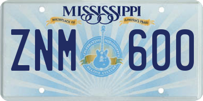 MS license plate ZNM600
