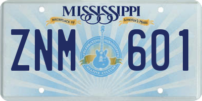 MS license plate ZNM601