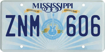 MS license plate ZNM606