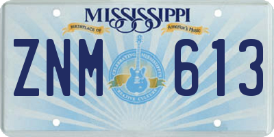 MS license plate ZNM613
