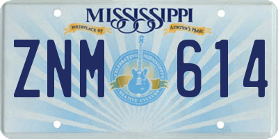 MS license plate ZNM614