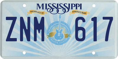 MS license plate ZNM617