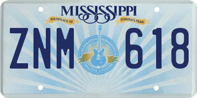 MS license plate ZNM618
