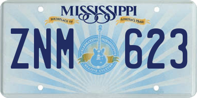 MS license plate ZNM623