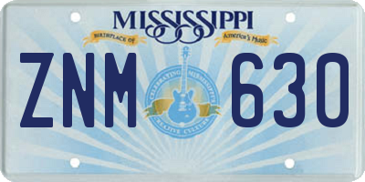 MS license plate ZNM630