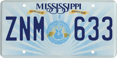 MS license plate ZNM633
