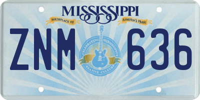 MS license plate ZNM636