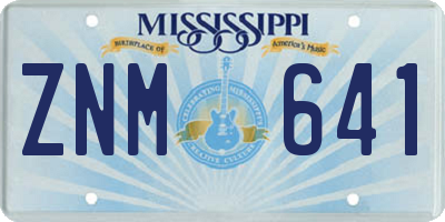 MS license plate ZNM641