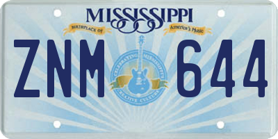 MS license plate ZNM644