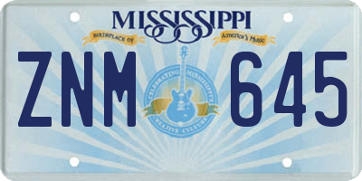MS license plate ZNM645