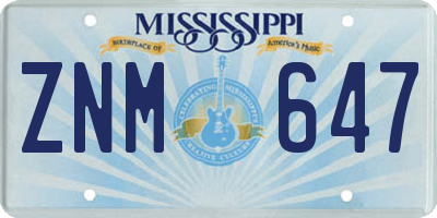 MS license plate ZNM647