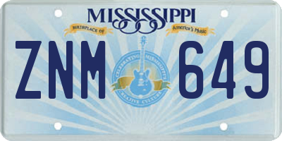 MS license plate ZNM649