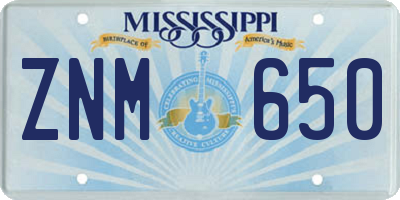 MS license plate ZNM650