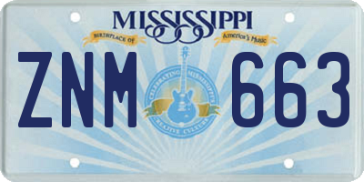 MS license plate ZNM663