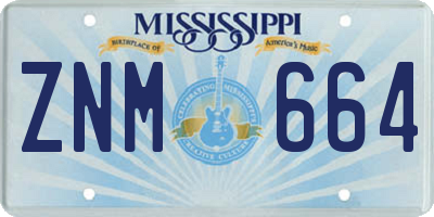 MS license plate ZNM664