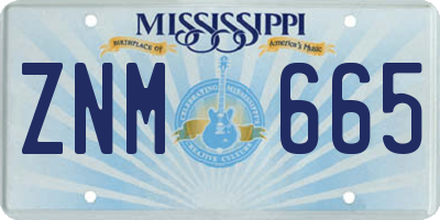 MS license plate ZNM665