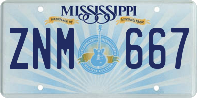 MS license plate ZNM667